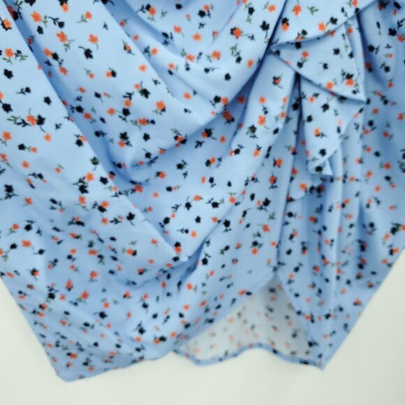 Veronica Beard Spencer Print Silk Skirt 8 Light Blue/Red Floral - Picture 7 of 16